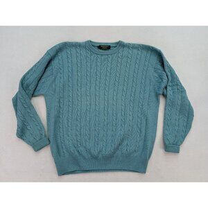Greenwich Men's Sweater Size XL Blue Cable-Knit Crew Neck Pullover